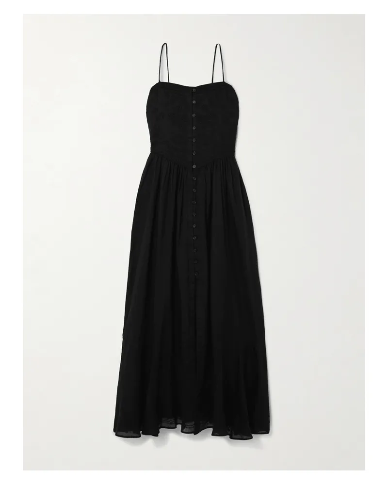Isabel Marant Erika Midikleid Aus Bestickter Ramie - Schwarz Schwarz