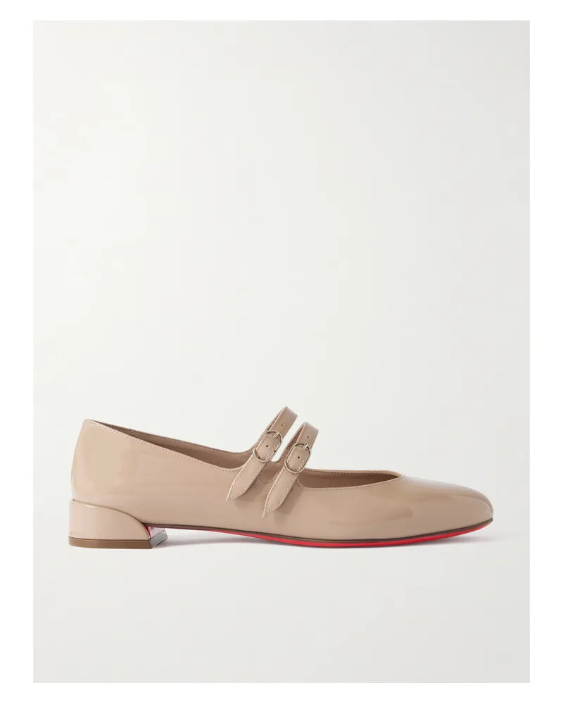 Christian Louboutin Sweet Jane Patent-leather Flats - Neutrals Neutrals