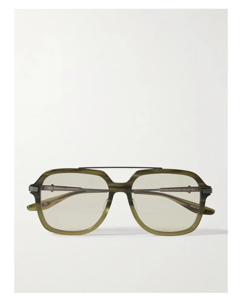 Barton Perreira D. Ellis Aviator-style Acetate And Titanium Sunglasses - Gray Gray