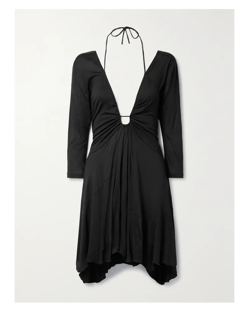 Isabel Marant Fabuela Asymmetrisches Minikleid Aus Stretch-jersey Mit Raffungen Zum Binden - Schwarz Schwarz