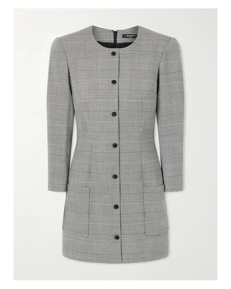 Balmain Prince Of Wales Wool-blend Mini Dress - Multi Multi