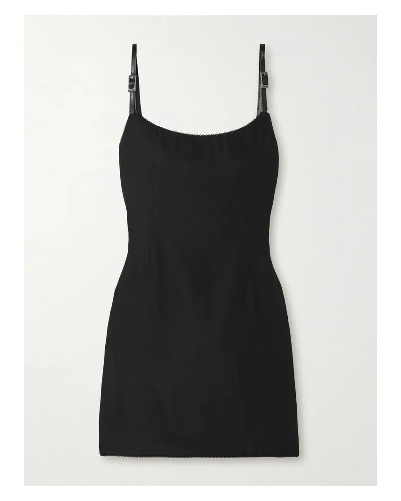 Acne Studios Minikleid Aus Einer Stretch-wollmischung Mit Lederbesätzen Und Schnallen - Schwarz Schwarz