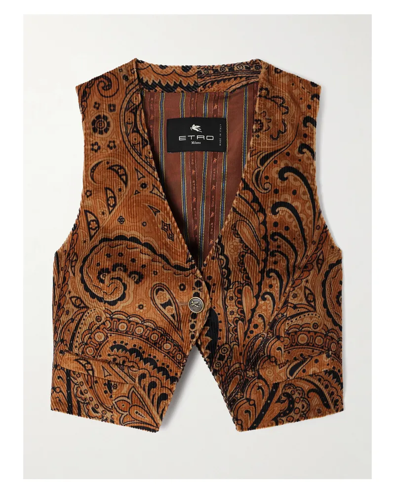 Etro Weste Aus Cord Aus Einer Baumwollmischung Mit Paisley-print - Braun Braun