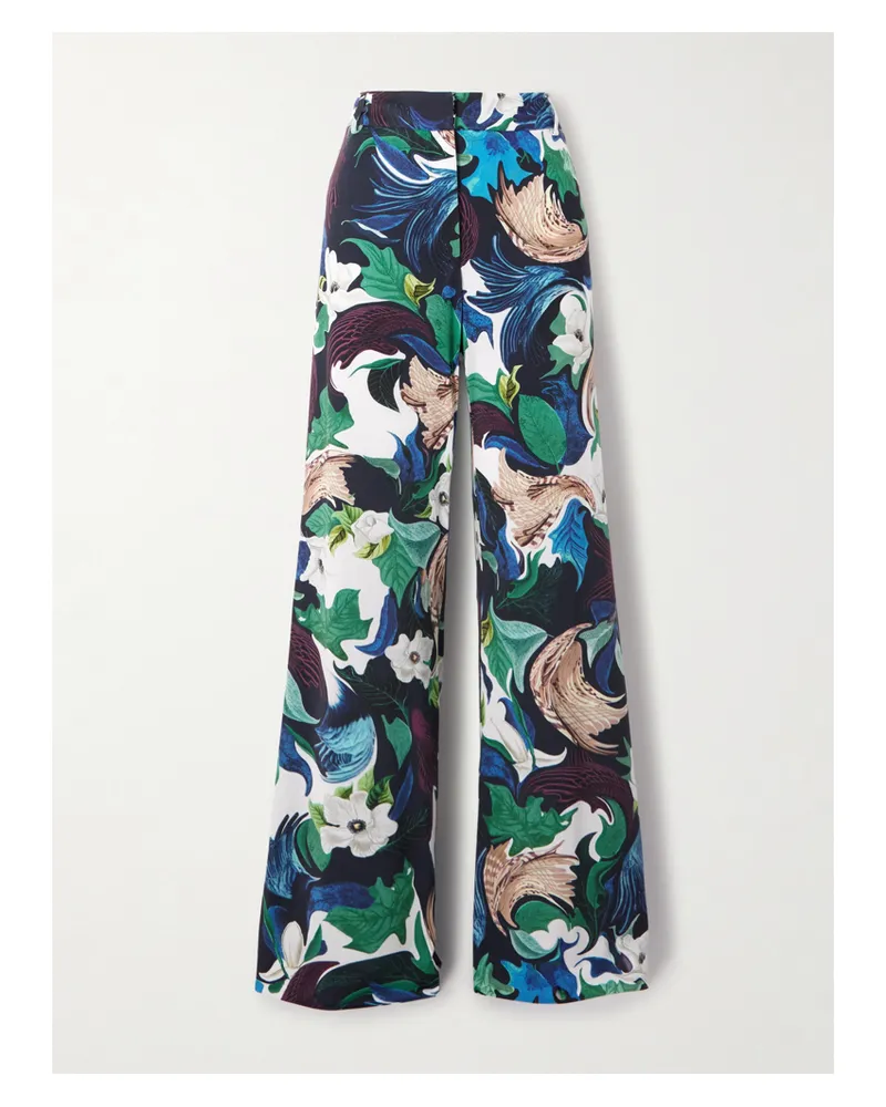 Mary Katrantzou Bryne Hose Mit Weitem Bein Aus Bedrucktem Stretch-jersey - Blau Blau