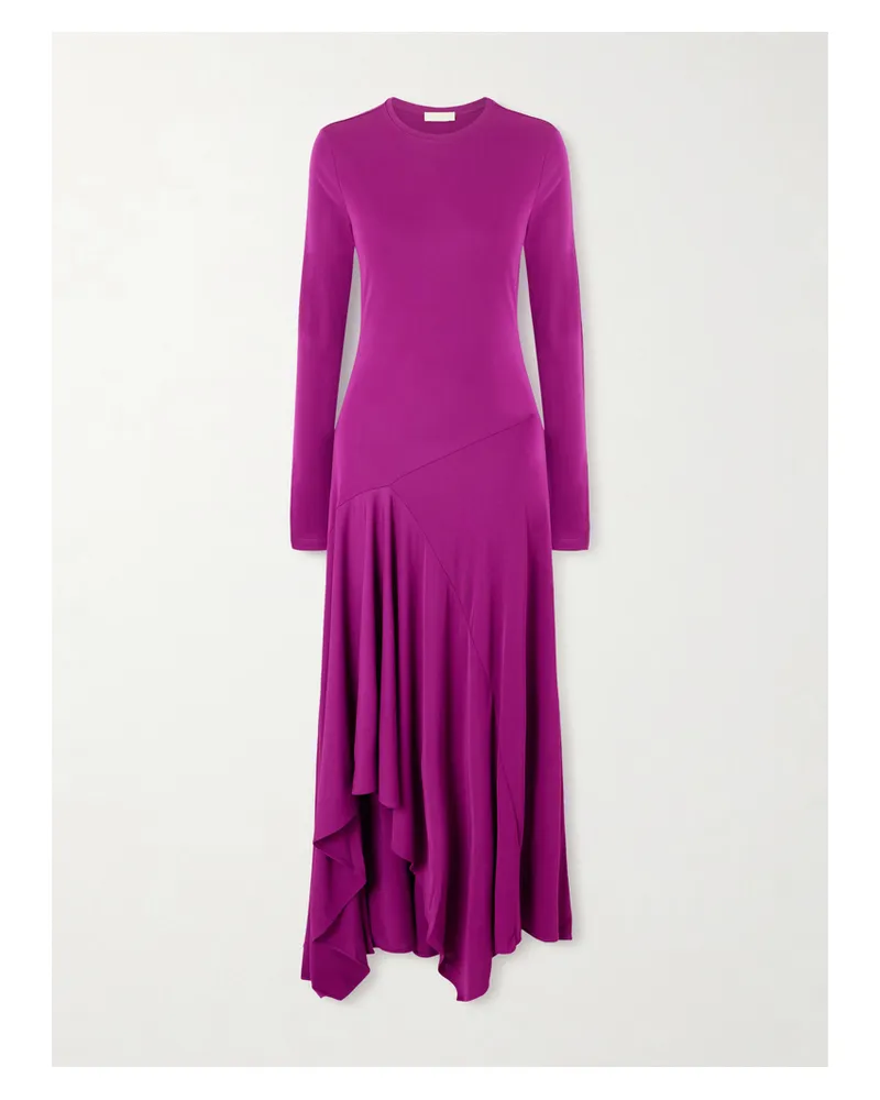 Ulla Johnson Leyna Asymmetric Draped Jersey Midi Dress - Purple Purple