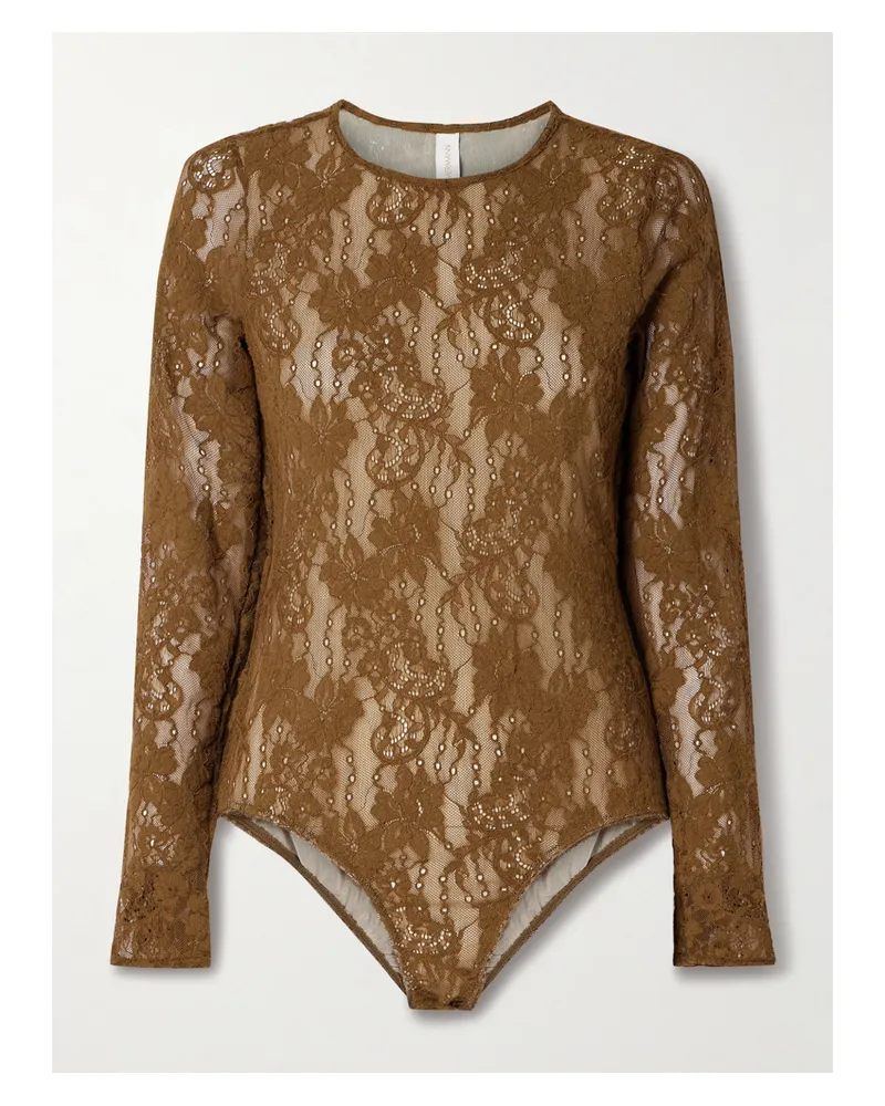 Zimmermann Stretch-corded Lace Bodysuit - Brown Brown