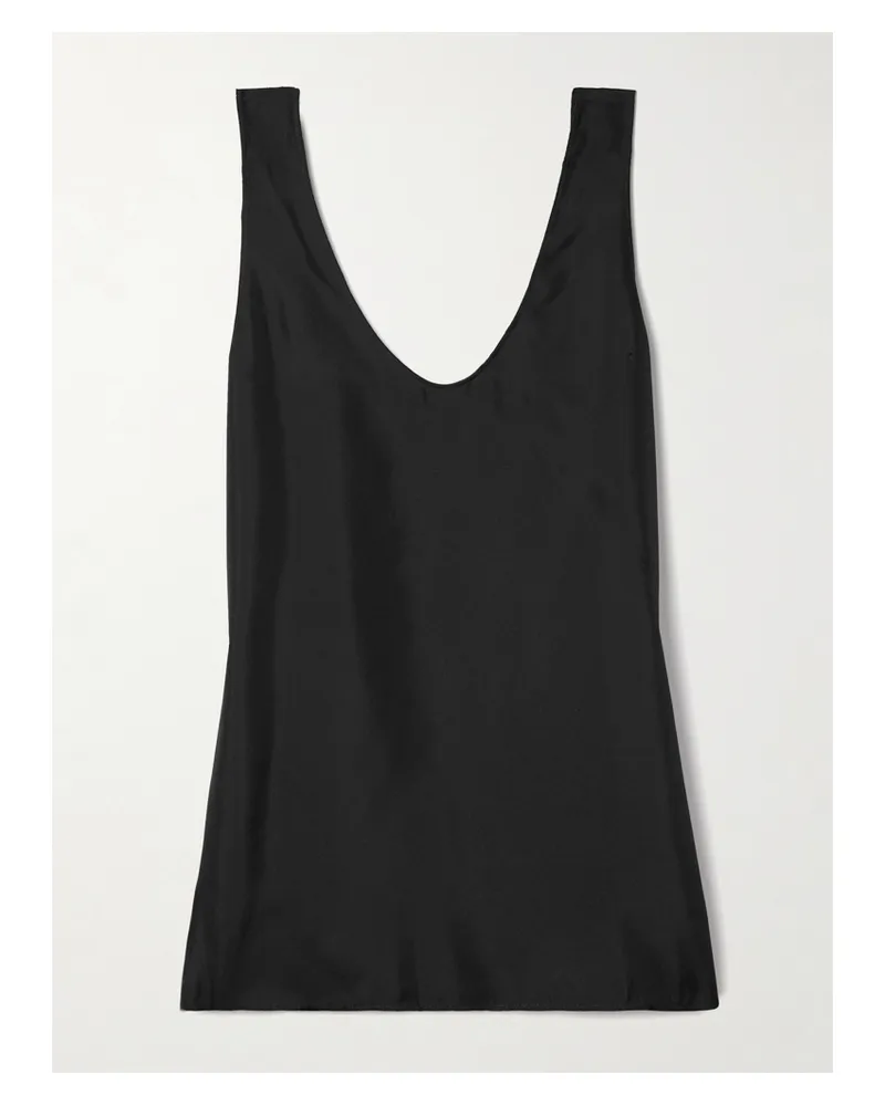 Another Tomorrow Tanktop Aus Seiden-twill - Schwarz Schwarz