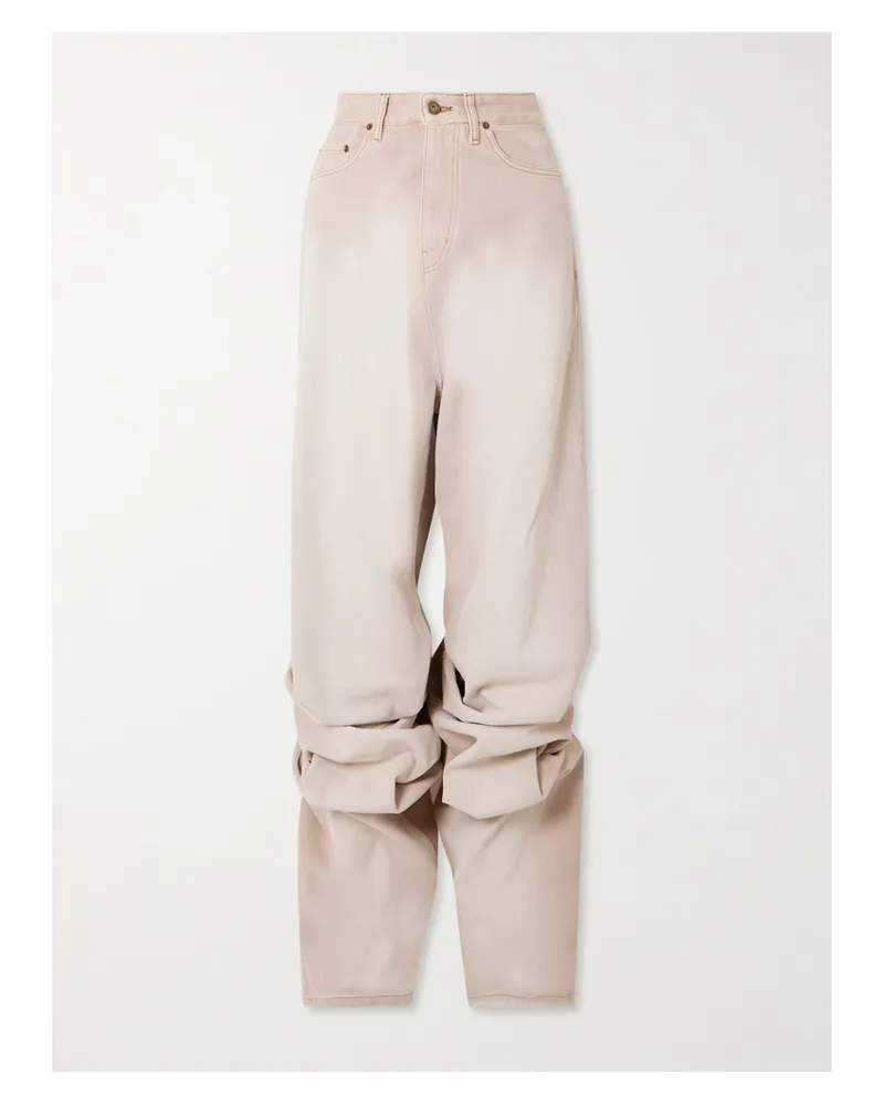 Y/PROJECT Halbhohe Jeans Mit Weitem Bein Und Raffungen - Weiß Weiß