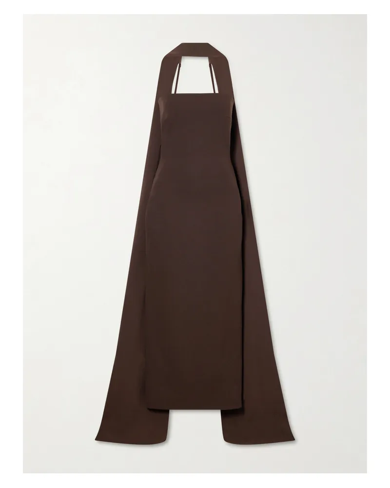 Solace London Martine Scarf-detailed Crepe Midi Dress - Brown Brown