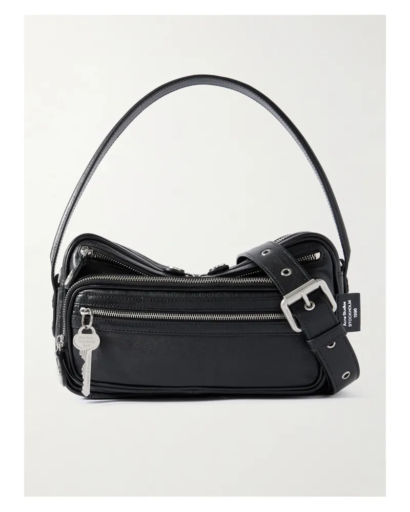 Acne Studios Camero Party Textured-leather Shoulder Bag - Black Black