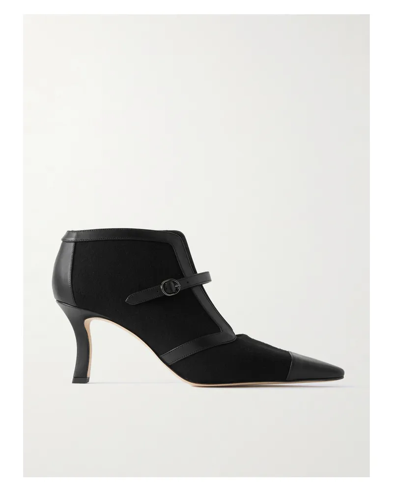 Manolo Blahnik Bermion 70 Pumps Aus Wolle Mit Lederbesätzen - Schwarz Schwarz