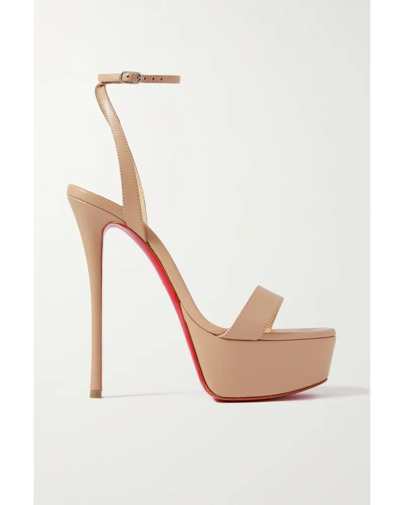 Christian Louboutin Loubi Queen Alta 150 Leather Platform Pumps - Neutrals Neutrals