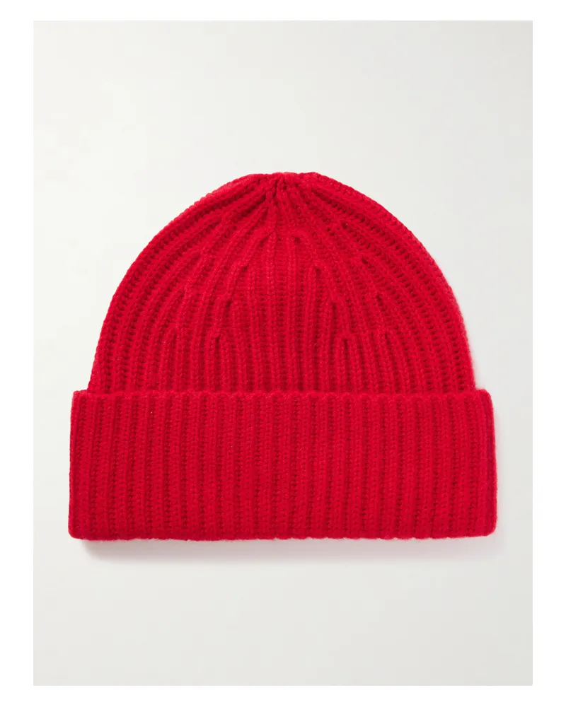 Lisa Yang Martigny Ribbed Cashmere Beanie - Red Red