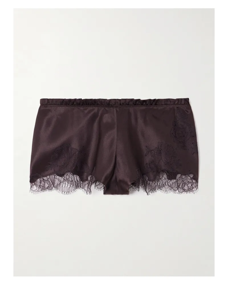 Carine Gilson Panty Aus Seidensatin Mit Spitzenbesätzen - Braun Braun