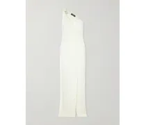 One-shoulder Embellished Jersey Maxi Dress - Neutrals