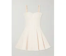 Embellished Pleated Tweed Mini Dress - Neutrals