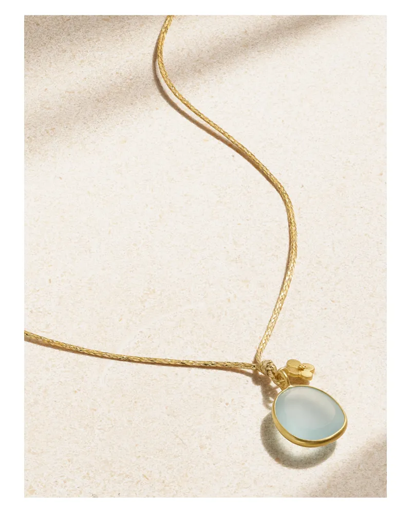 Pippa Small 18-karat Gold, Cord And Aquamarine Necklace - Blue Blue