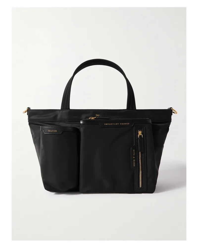 Anya Hindmarch Leather-trimmed Econyl® Tote Bag - Black Black