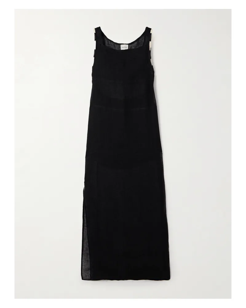 Le Kasha 1918 Afiyah Maxikleid Aus Leinen - Schwarz Schwarz