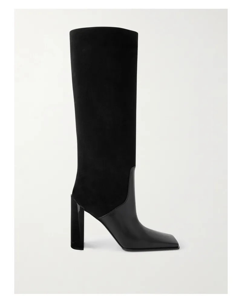 Alaïa Kniehohe Stiefel Aus Nubukleder Und Leder - Schwarz Schwarz
