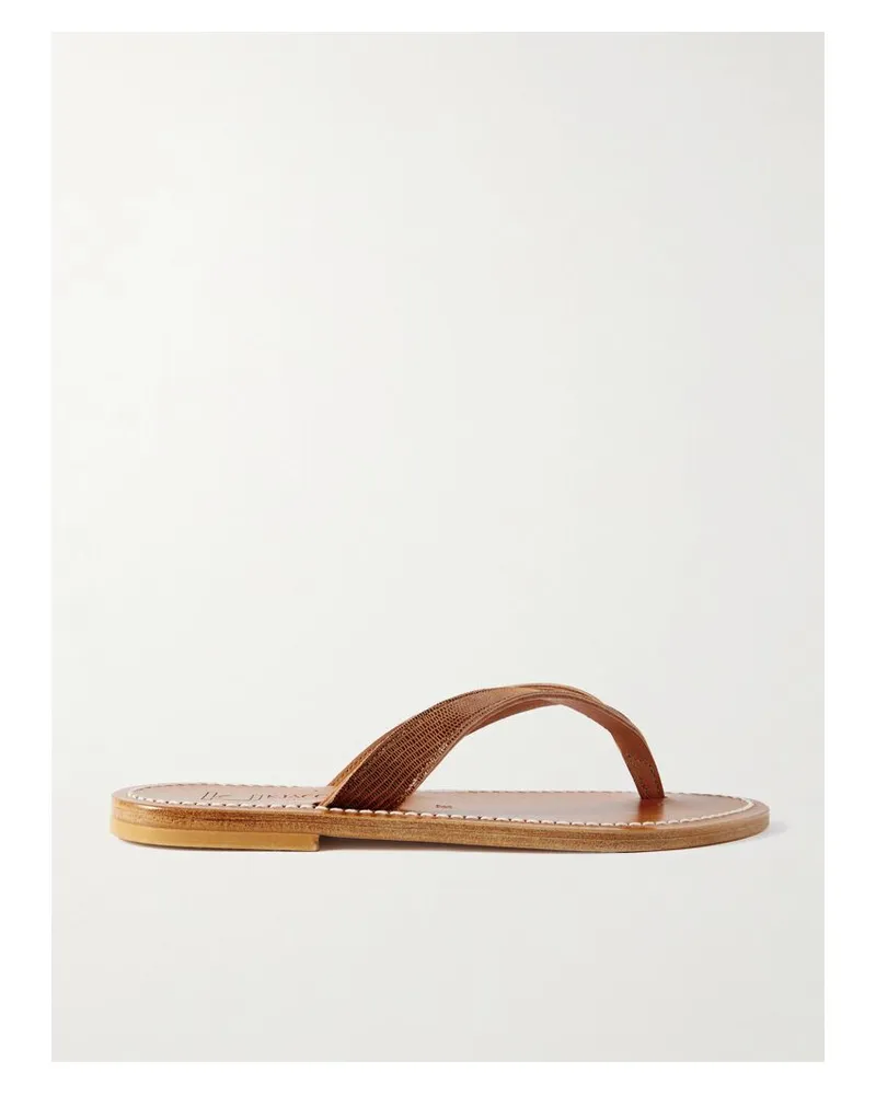 K.Jacques  Torino Zehensandalen Aus Leder Mit Eidechseneffekt - Braun Braun