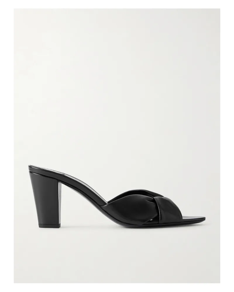 Saint Laurent Franciane Mules Aus Leder Mit Twist-detail - Schwarz Schwarz