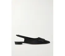 Maylura Buckled Suede Slingback Flats - Black