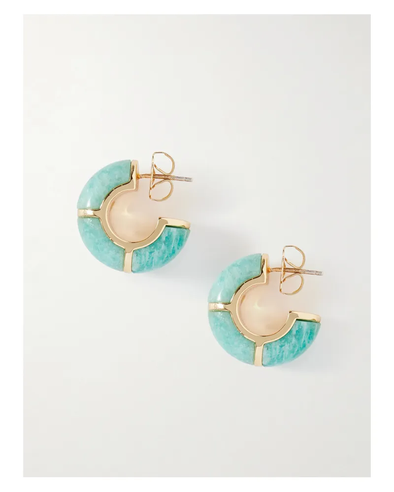 Lizzie Fortunato Zellige Gold-plated Amazonite Hoop Earrings - Blue Blue