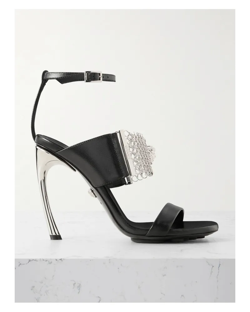 Versace Sandalen Aus Leder Mit Besätzen Aus Metallic-mesh Und Pvc - Schwarz Schwarz