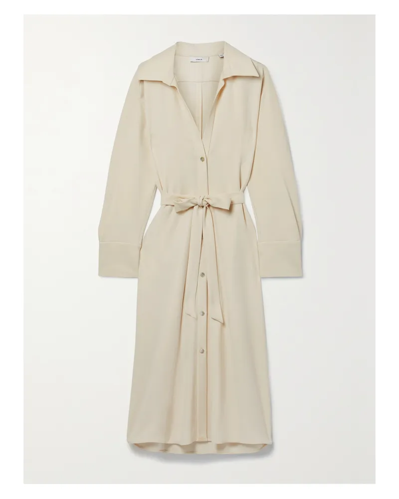 Vince Midi-hemdblusenkleid Aus Twill Mit Bindegürtel - Ecru Ecru