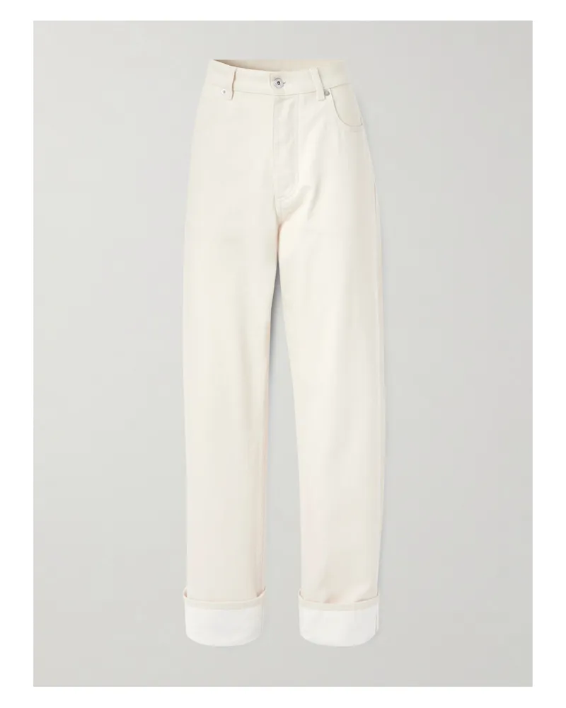 Bottega Veneta Appliquéd High-rise Wide-leg Jeans - Cream Cream