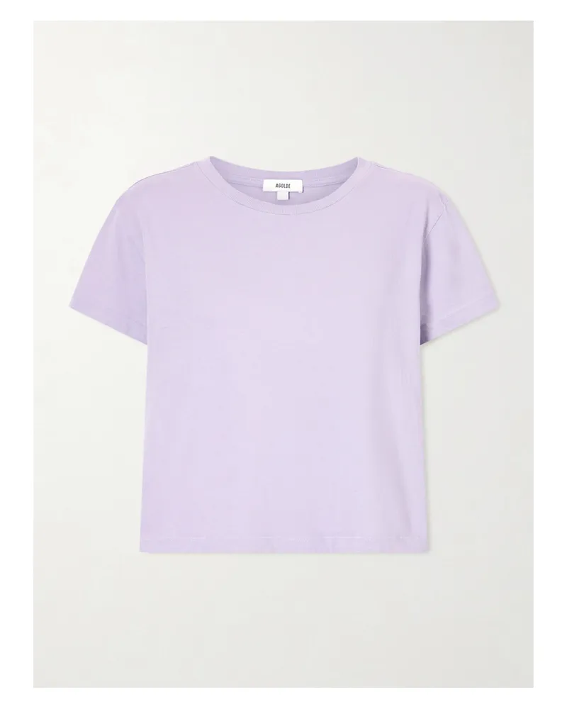 AGOLDE Adine Cropped Organic Cotton-jersey T-shirt - Purple Purple