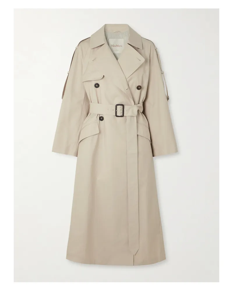 Max Mara Delfino Double-breasted Belted Cotton-blend Twill Trench Coat - Neutrals Neutrals