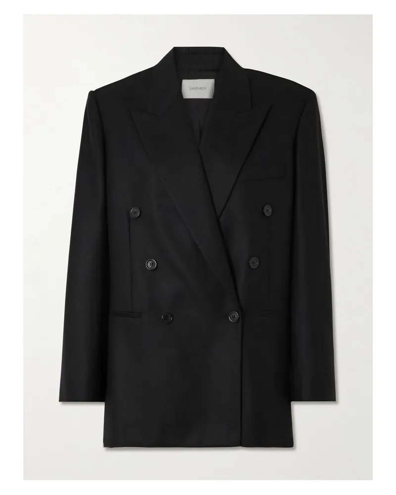 Saint Laurent Doppelreihiger Blazer Aus Kaschmir-twill - Schwarz Schwarz