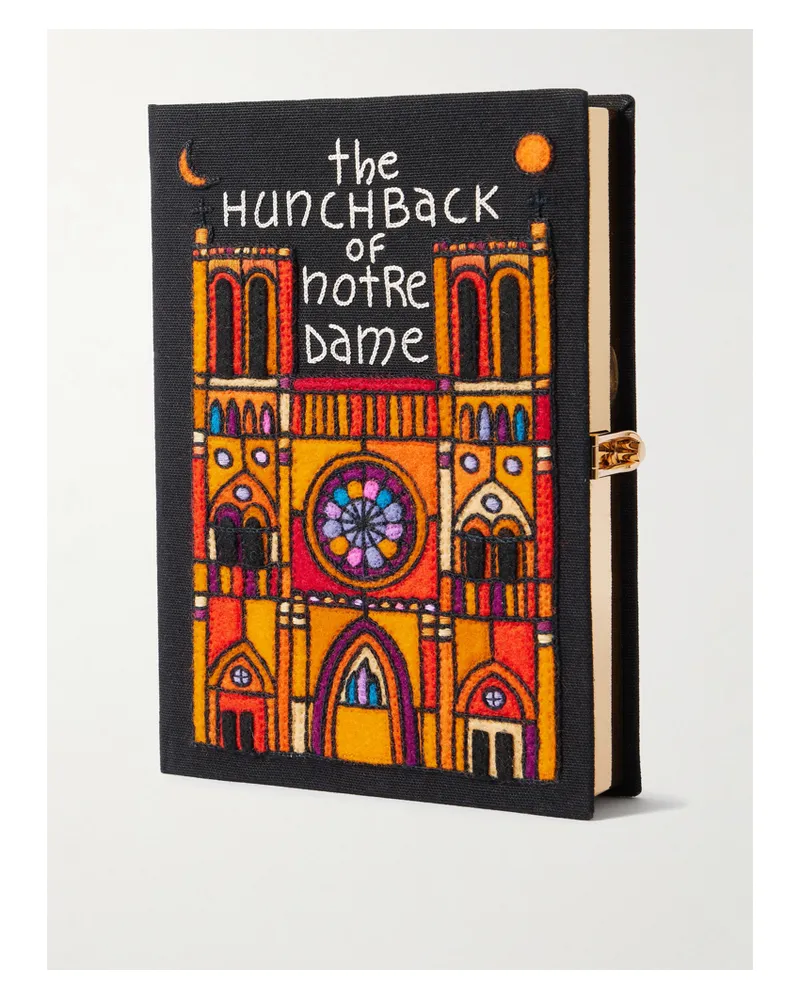 Olympia Le-Tan The Hunchback Of Notre-dame Embroidered Appliquéd Canvas Clutch - Black Black