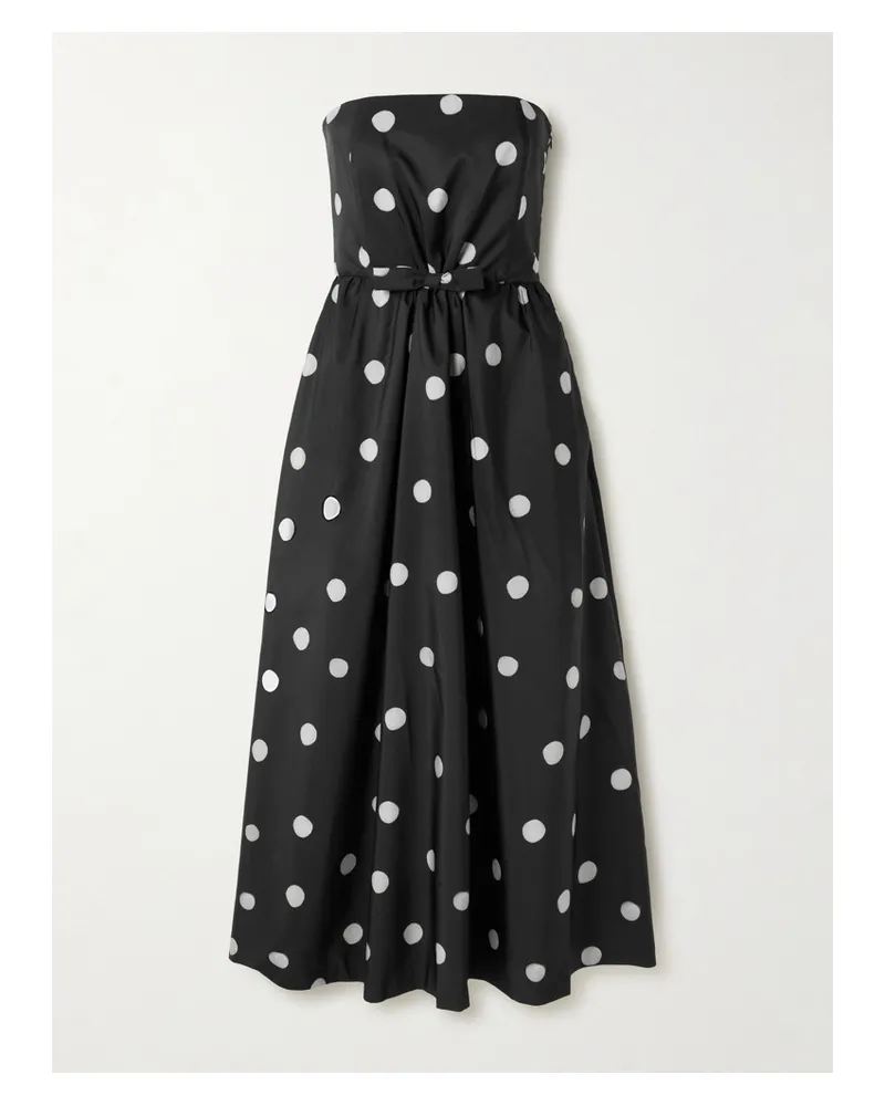 BERNADETTE Bodette Strapless Bow-detailed Polka-dot Taffeta Gown - White White