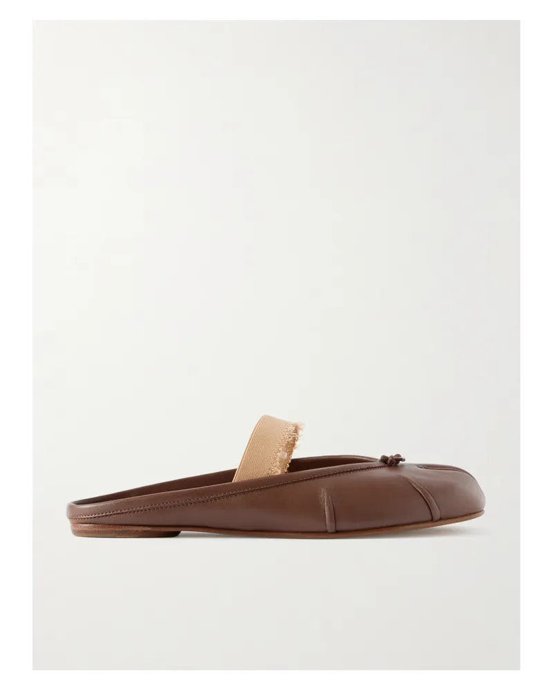 Maison Margiela Tabi Pantoletten Mit Geteilter Kappe Aus Leder Mit Fransen - Braun Braun