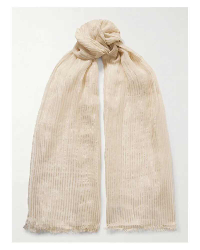 Brunello Cucinelli Schal Aus Metallic-jacquard Aus Einer Leinenmischung - Gold Gold