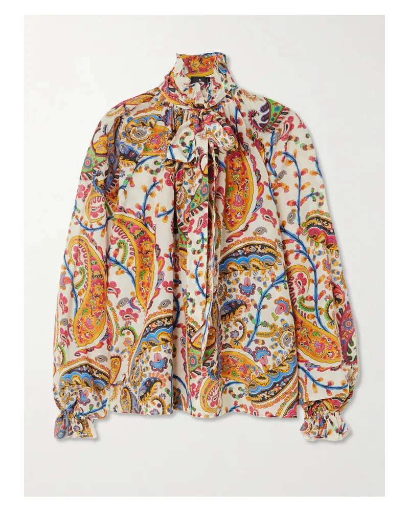 Etro Schluppenbluse Aus Einer Baumwoll-seidenmischung Mit Paisley-muster - Mehrfarbig Mehrfarbig
