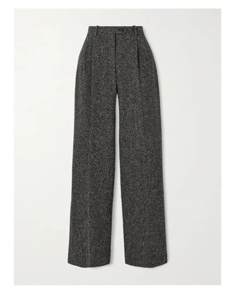 The Row Virgil Silk, Wool And Cotton-blend Straight-leg Pants - Gray Gray