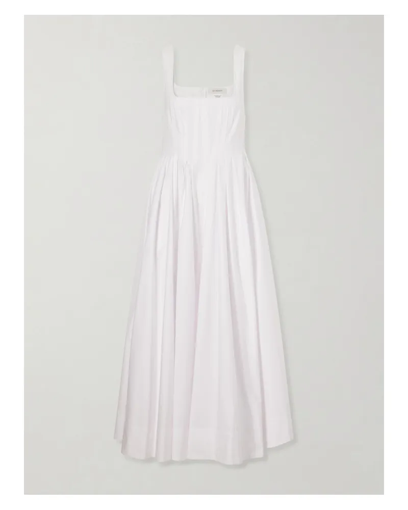 SPORTMAX Pleated Cotton-poplin Maxi Dress - White White