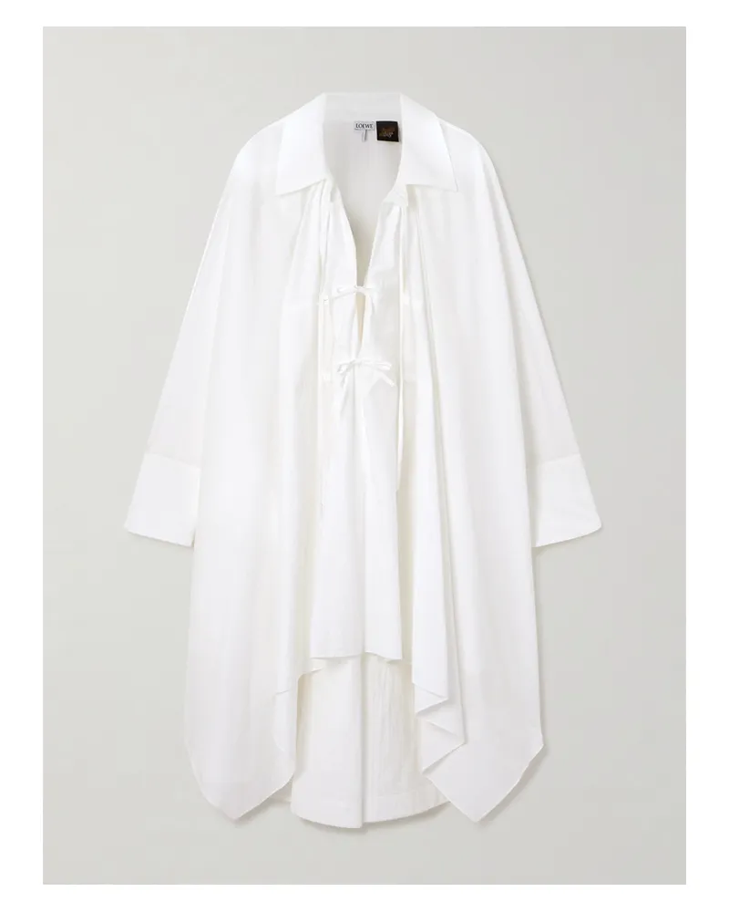 Loewe Paula's Ibiza Midi-hemdblusenkleid Aus Popeline Aus Einer Baumwollmischung - Weiß Weiß
