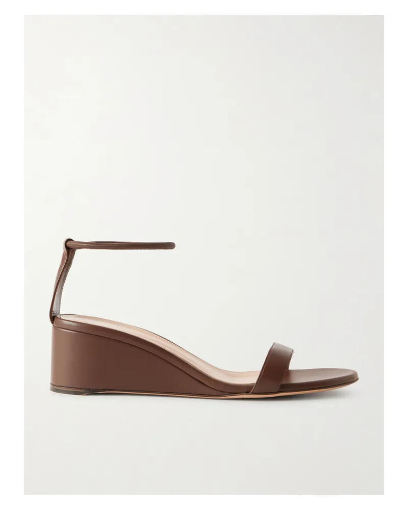 Gianvito Rossi Leather Wedge Sandals - Brown Brown
