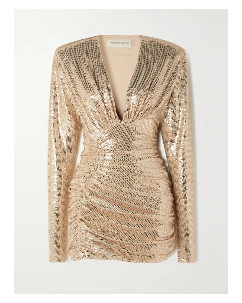 Alexandre Vauthier Asymmetrisches Minikleid Aus Stretch-jersey Mit Pailletten Und Raffungen - Neutral Neutral