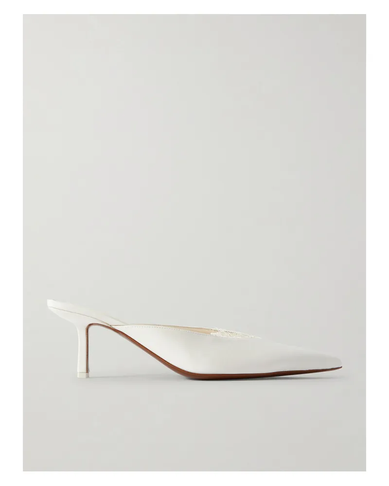NEOUS Matar Lace-trimmed Crepe Mules - White White