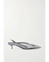 Balenciaga Knife Slingback-pumps aus Leder Silber