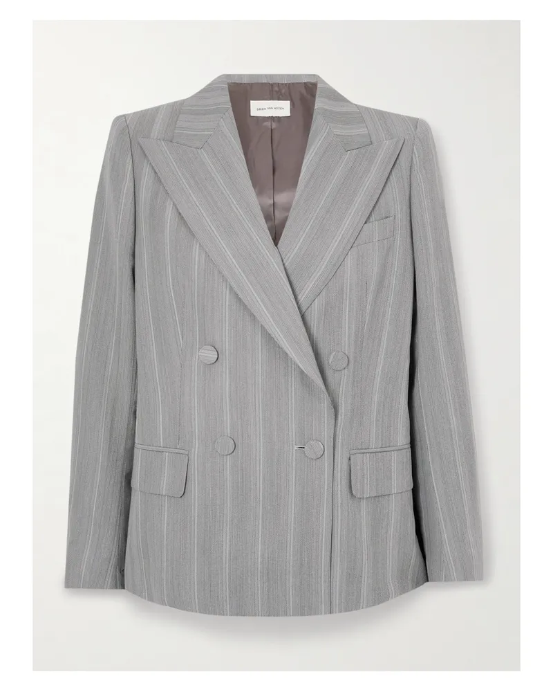 Dries van Noten Doppelreihiger Blazer Aus Einer Wollmischung Mit Fischgratmuster - Grau Grau