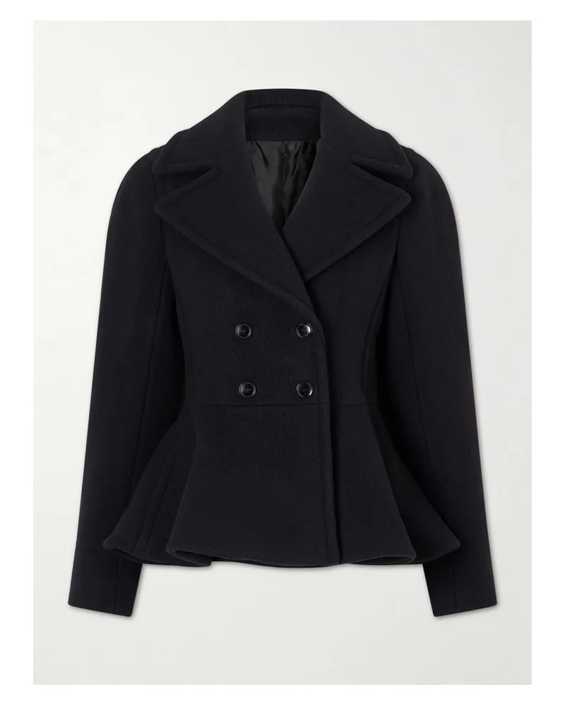 Alaïa Double-breasted Wool-blend Peplum Coat - Blue Blue