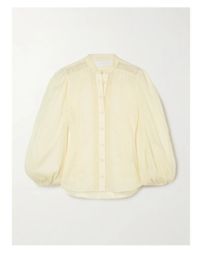 Zimmermann Halliday Hemd Aus Baumwoll-voile Mit Spitzeneinsätzen - Creme Creme