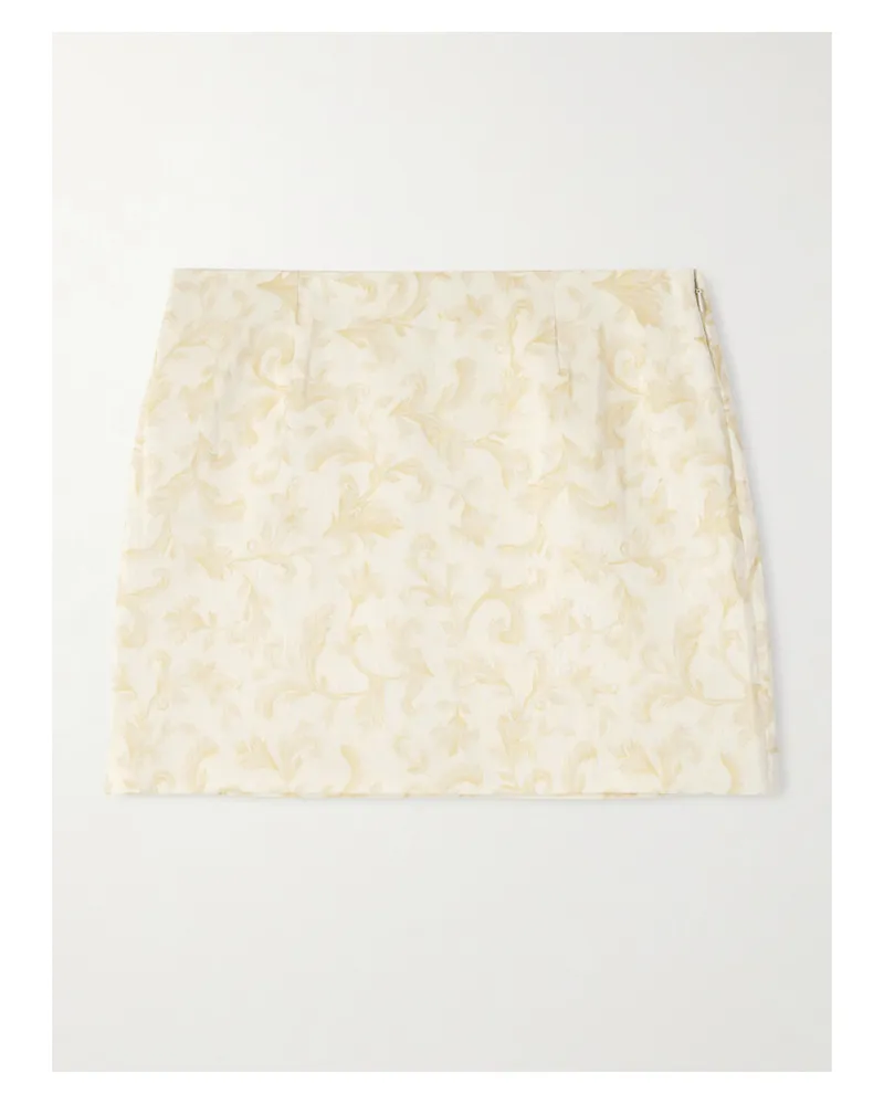Posse Isla Printed Linen And Silk-blend Mini Skirt - Yellow Yellow